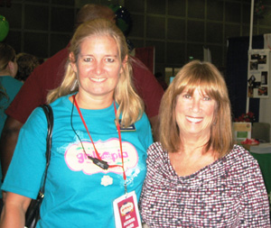 Julie Lovelock, head of Girltopia, and Alva share a photo opt before 12,000 girls and families enter the LA  Convention Center