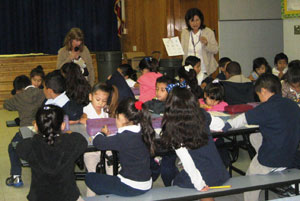 Students from kindergarten to 5th grade have fun with stories, writing, and drawing activities